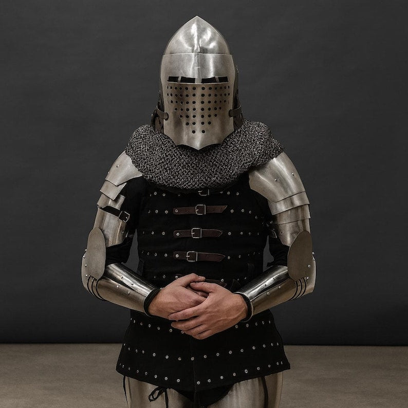 Authentic medieval knight plate armor set made from steel for collectors LARP and historical events