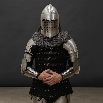 Authentic medieval knight plate armor set made from steel for collectors LARP and historical events