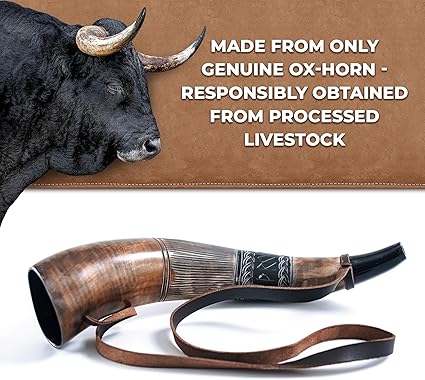Handcrafted authentic ox horn used in Norse Viking War Horn