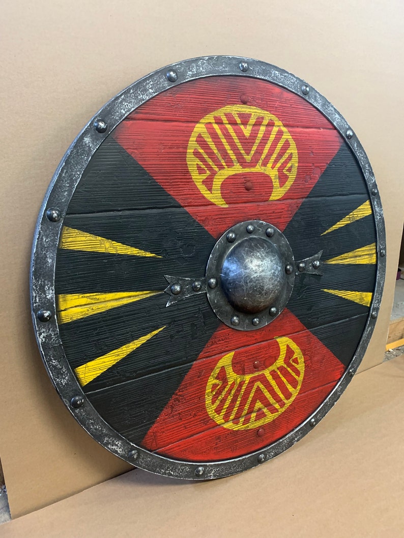 Authentic Viking shield 22 inch handcrafted wood construction with steel boss
