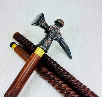 Secondary image of the Axe Walking Cane displayed with nautical decor, emphasizing its maritime appeal