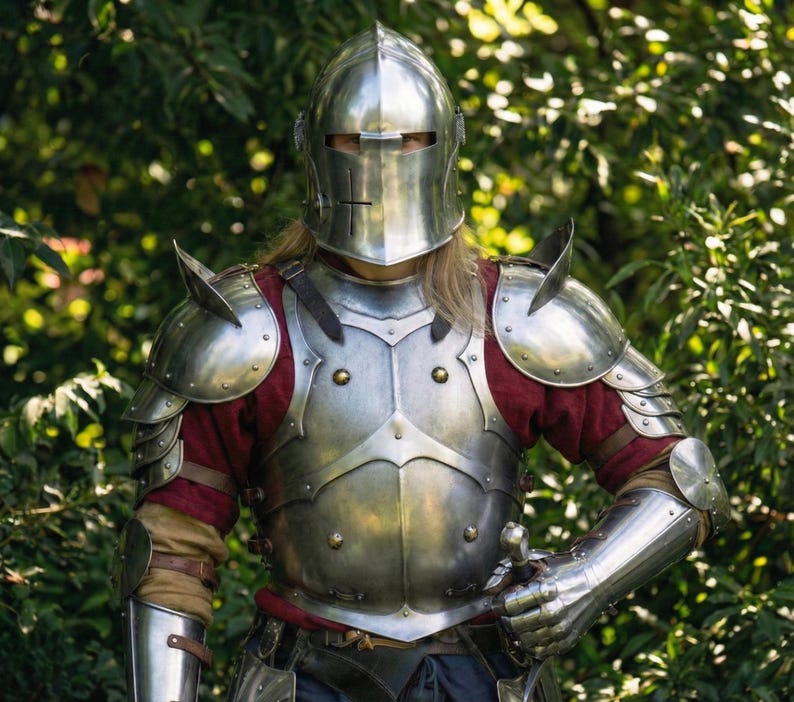 Barbuta Armor Helmet and Pauldrons | High-Quality Steel Armor for Historical Reenactments