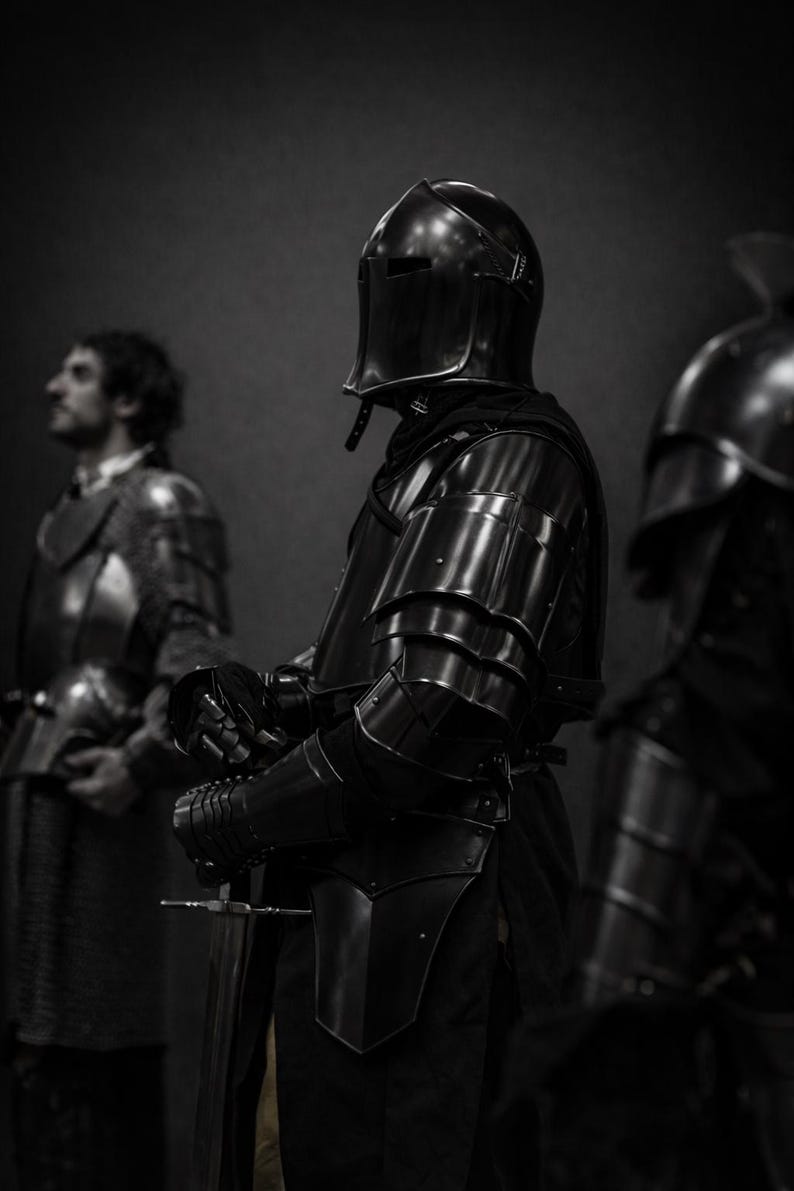 Barbuta helmet with Crusader steel design, part of Medieval Barbuta Knight Full Armor Suit