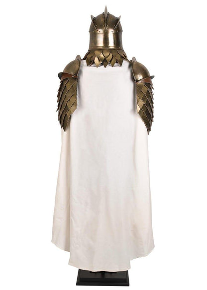 Battle-ready Kings Guard armor suit mounted on mannequin for cosplay or reenactment