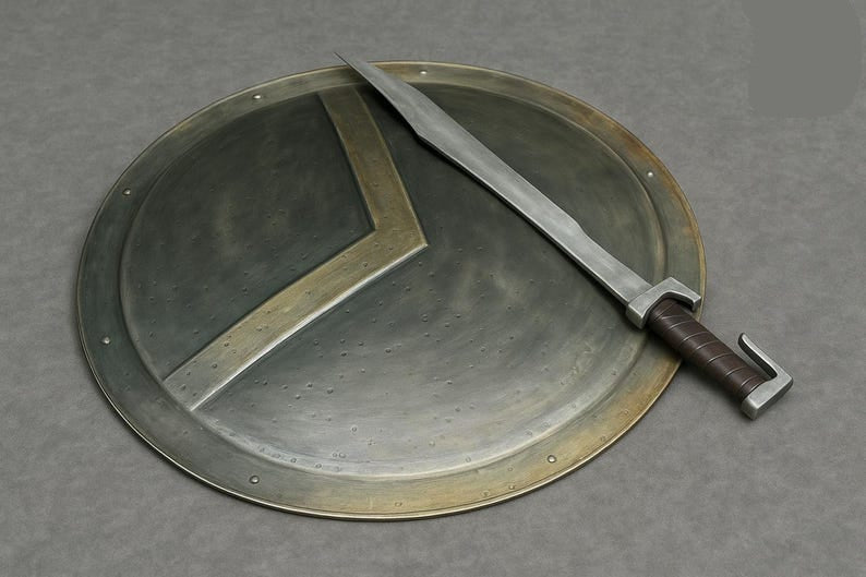 Battle worn shield used for cosplay and display with realistic aged finish