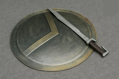 Battle worn shield used for cosplay and display with realistic aged finish