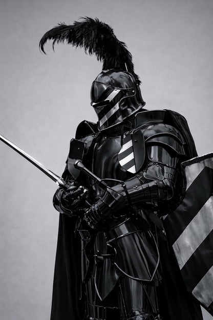 Black Crusader Knight Full Body Armor – Front View