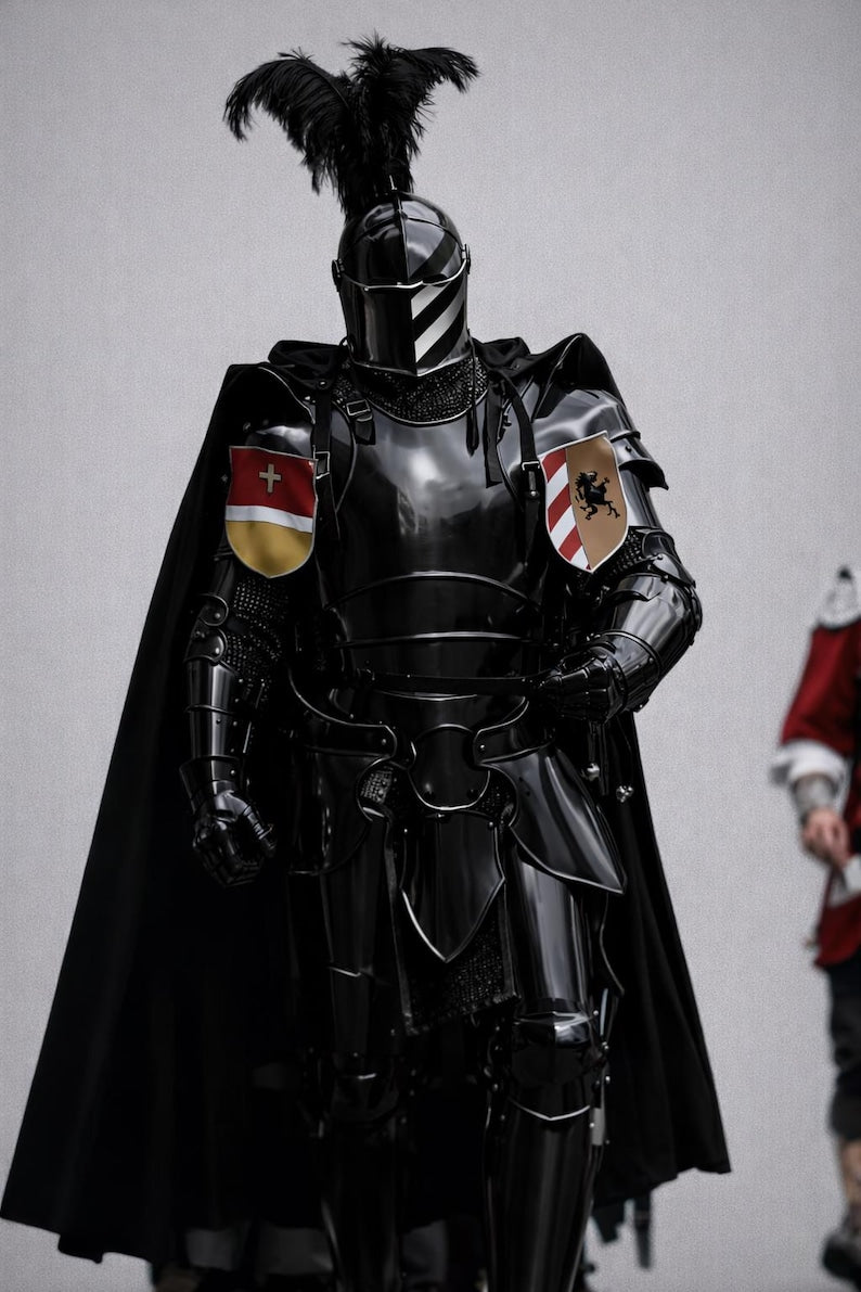Black Crusader Knight Full Body Armor – Side View