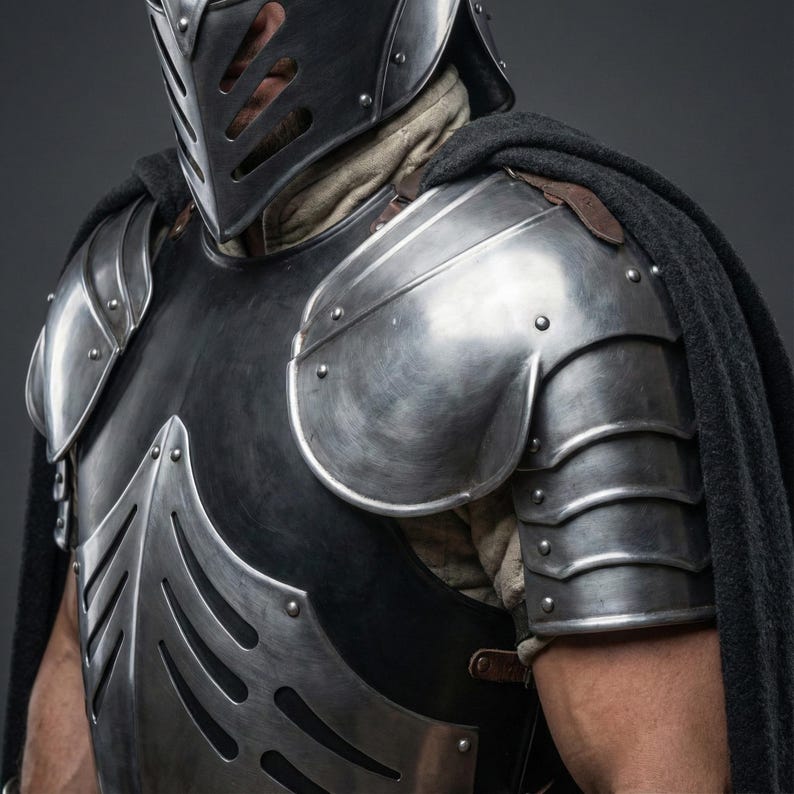 Black Ice Armor Gorget, Gauntlets, and Sabatons | Complete Fantasy Armor for Cosplay & LARP Events