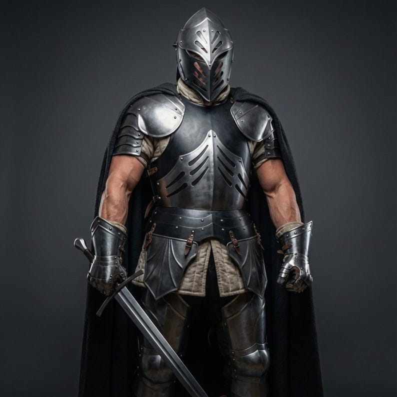 Black Ice Complete Armor Full Costume - Front View | Fantasy Armor for Cosplay & LARP