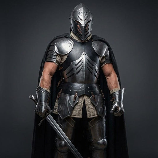 Black Ice Complete Armor Full Costume - Front View | Fantasy Armor for Cosplay & LARP