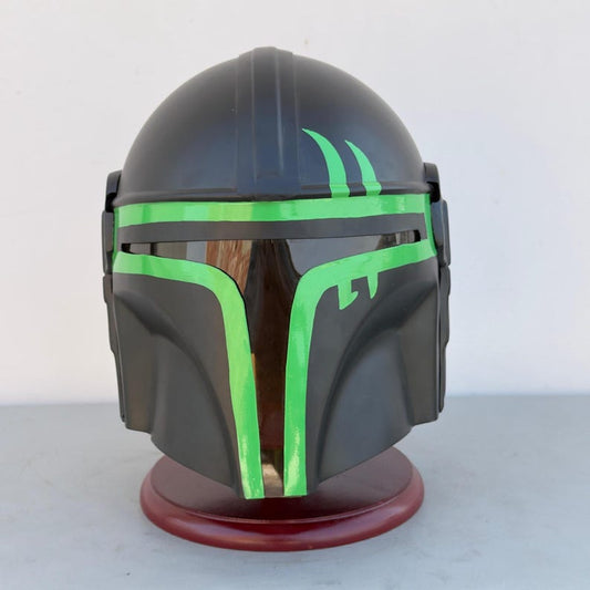 Black The Mandalorian Helmet front view Star Wars Boba Fett prop for cosplay