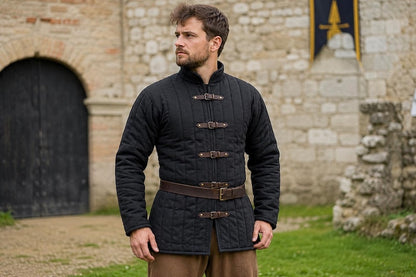 Black Quilted Gambeson for SCA combat and medieval events