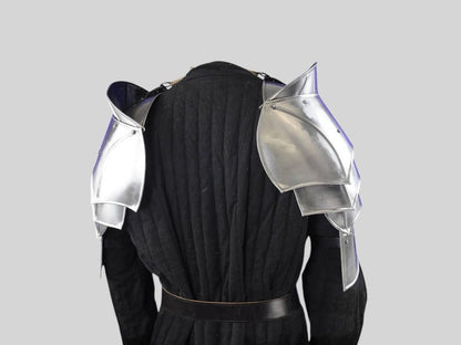 Blade-Breaker Pauldrons with Rolled Edges and Leather Straps