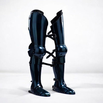 Blued Steel Leg Armor Set for authentic medieval knight LARP costume