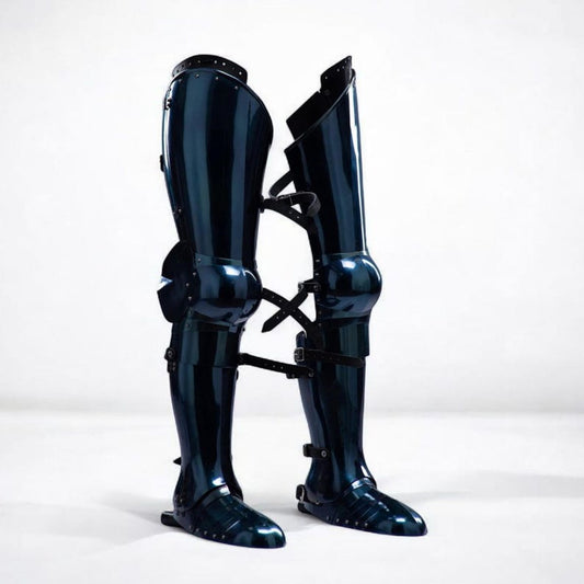 Blued Steel Leg Armor Set for authentic medieval knight LARP costume