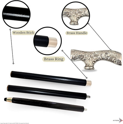 Walking stick featuring a solid brass hand-shaped ergonomic handle