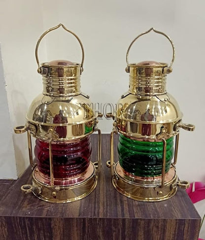 Rustic Vintage Brass Lantern Set of 2 – Handmade Decorative Lighting for Home or Cabin