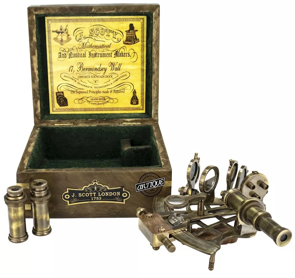 Brass marine sextant navigation instrument ideal for collectors and marine gifts

