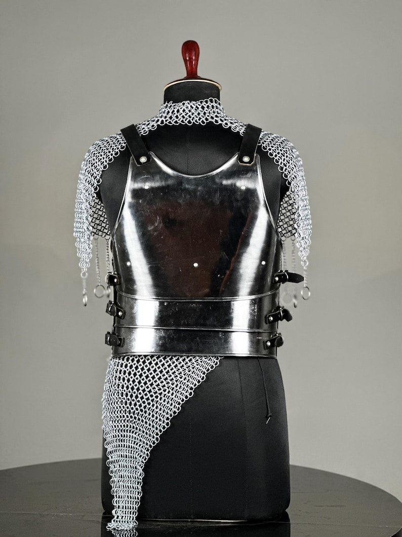 Back view of Brave Lady cosplay knight armor for Renaissance fairs