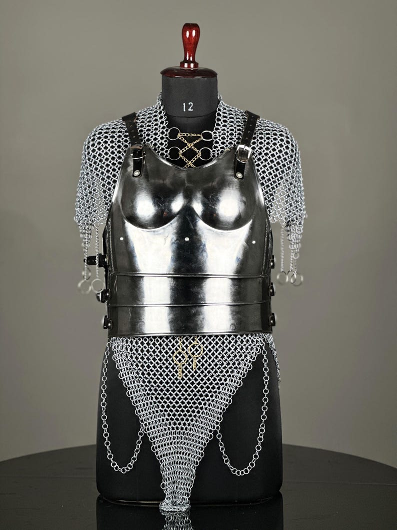 Side view of wearable Brave Lady medieval armor for LARP and cosplay