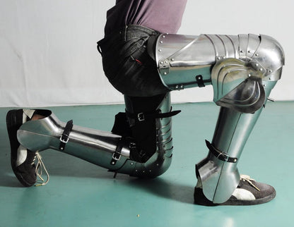 Churburg Style Knight Leg Armor – Rear View for Historical Reenactments & Renaissance Fairs