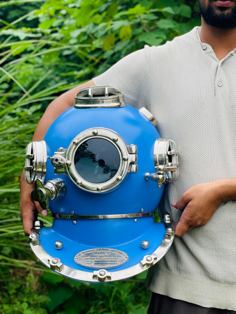 Coated Diving Helmet with authentic blue finish for collectors