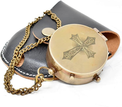 Portable handcrafted brass compass designed for daily faith reminders and outdoor use.

