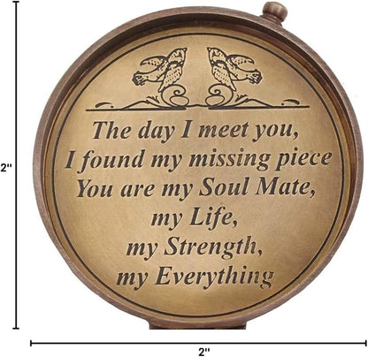Gift packaging of brass compass with leather case, ideal gift for him