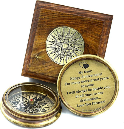 Inspirational compass in black leather case engraved with Psalm 32:8 - Perfect gift for Christian occasions like baptisms and graduations

