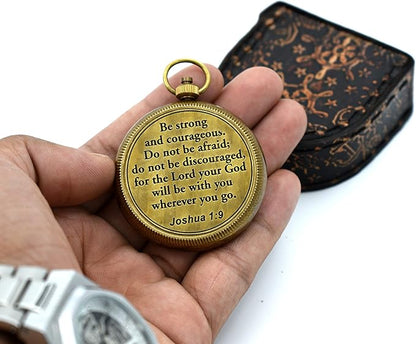 Inspirational brass compass gift suitable for confirmation, baptism, or graduation occasions.

