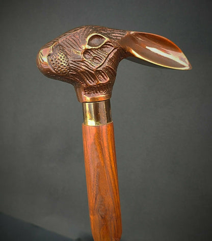 Copper finish aluminium and wood antique Victorian walking cane vintage design
