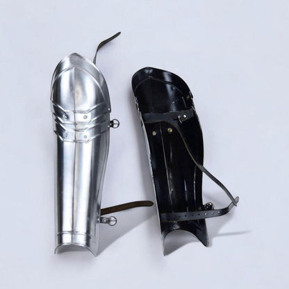 Adjustable cosplay leg armor with customizable fit for reenactment or fairs