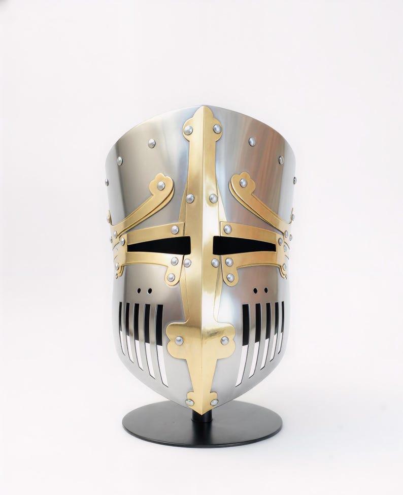 Crusader Helmet Medieval Armor made of steel for LARP, cosplay, and Ren Faire