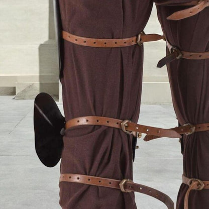 Custom-sized medieval knight leg armor for LARP, cosplay, and historical reenactments