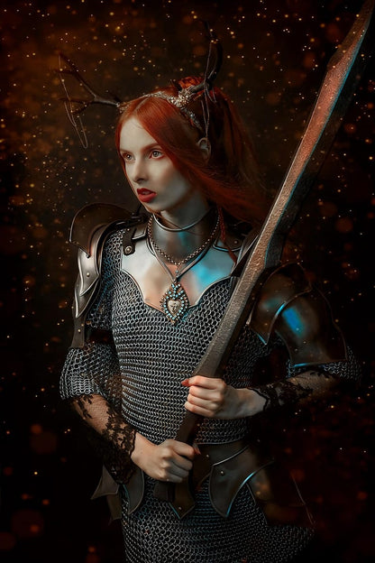 Dragon Chainmail Armor set with gorget pauldron and tesset details