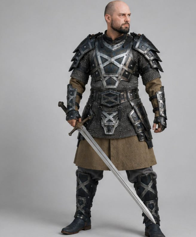 Dwarven Fantasy Warrior Armor Set for LARP and Cosplay Events