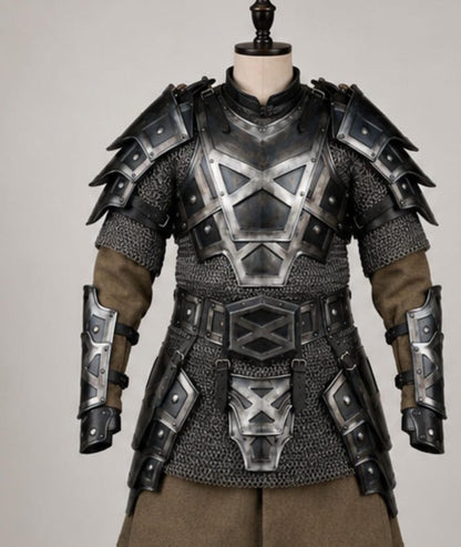 Dwarven Steel Cuirass LARP Armor with Adjustable Leather Straps