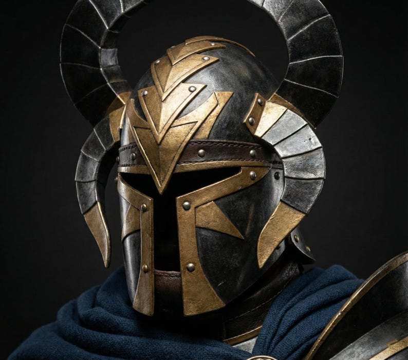 Ebon-Gold Royal Vanguard Armor tassets and gauntlets, perfect for fantasy knight cosplay and roleplay events