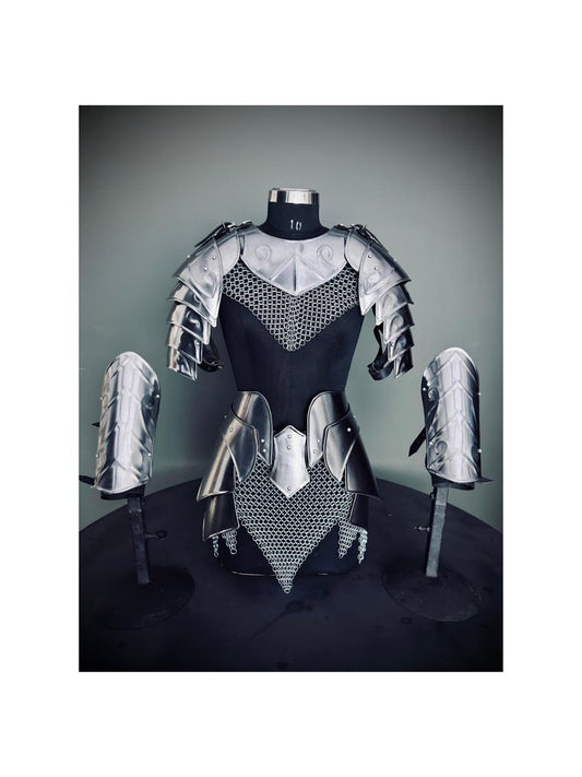 Front view of Medieval Ancient Cuirass Armor for women with antique finish