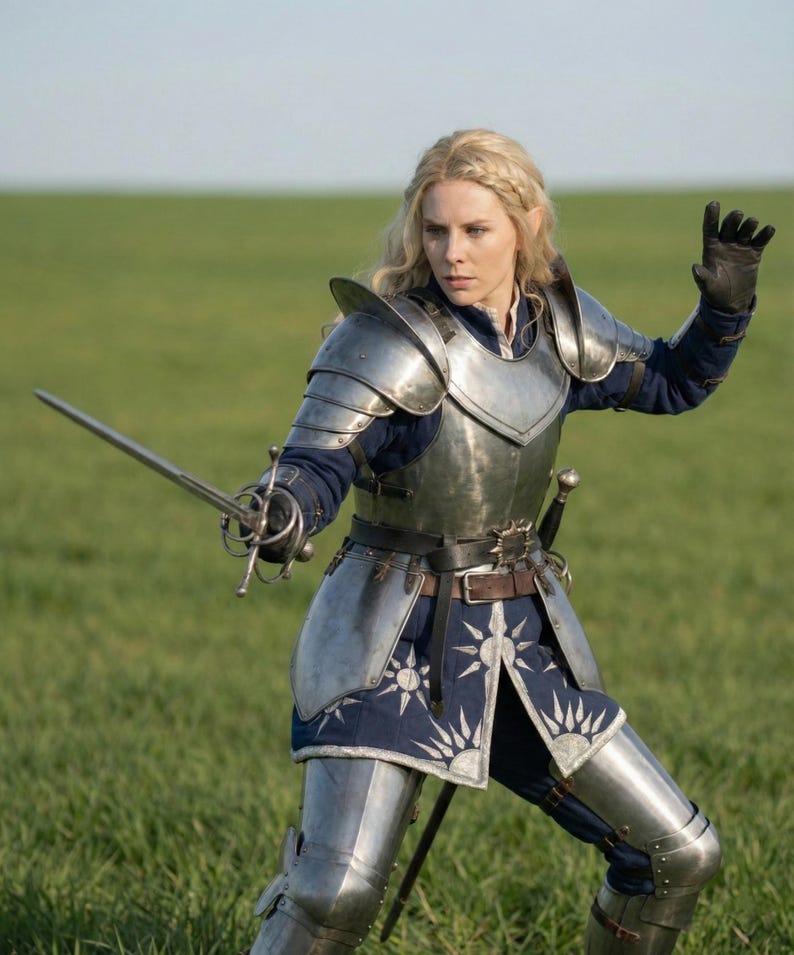 Elven Knight Plate Armor arm guards and iron leg set for LARP, cosplay, and Halloween costume use