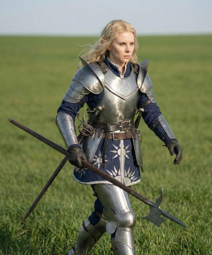 Elven Knight Plate Armor featuring pauldrons and tassets, perfect for fantasy cosplay and roleplay