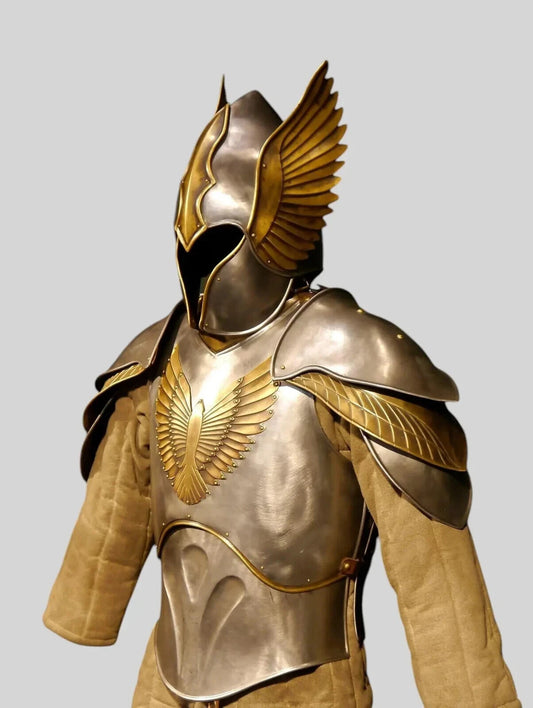 Main image of Elven Knight full body armor set featuring handcrafted steel cuirass and helmet for LARP, cosplay, and fantasy roleplay by Artisans Hub.

