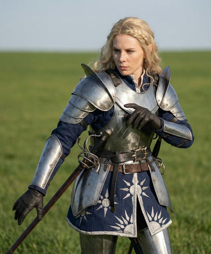 Elven Knight Plate Armor with premium silver metal cuirass for cosplay, LARP, and Halloween costume events