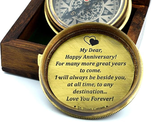 Solid brass directional compass engraved with 'I Will Guide You' Psalm 32:8 - Inspirational religious gift


