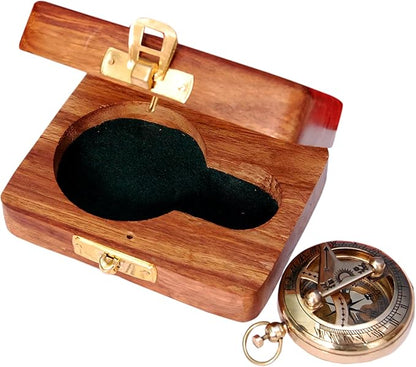 Engraved brass compass gift for men, perfect for birthdays or travel keepsakes.

