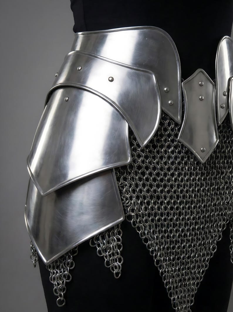 Fantasy LARP armor for women with chainmail skirt and top