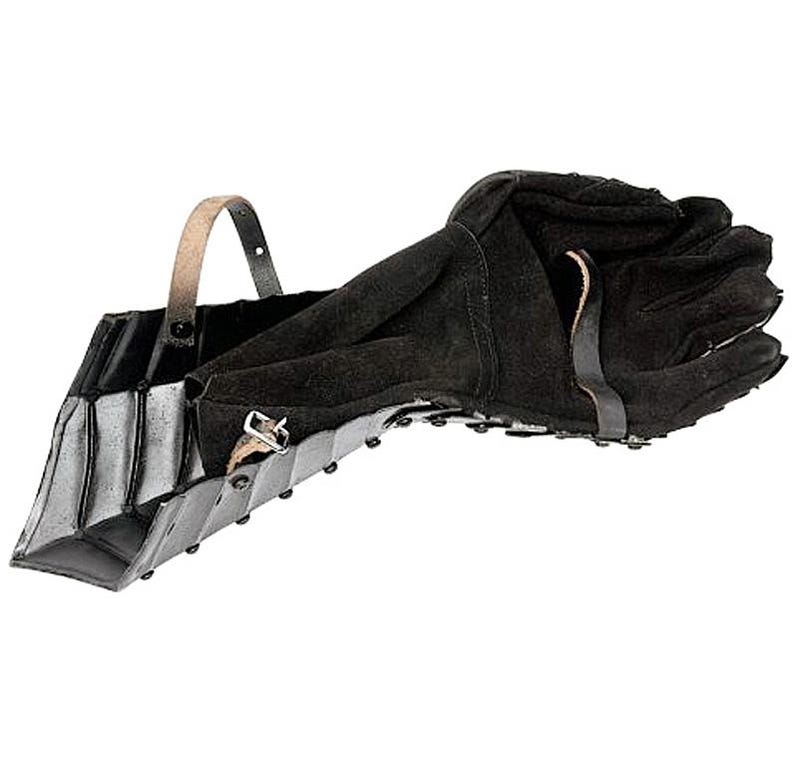 Fantasy LARP black gauntlets perfect for medieval role play and Halloween costume events