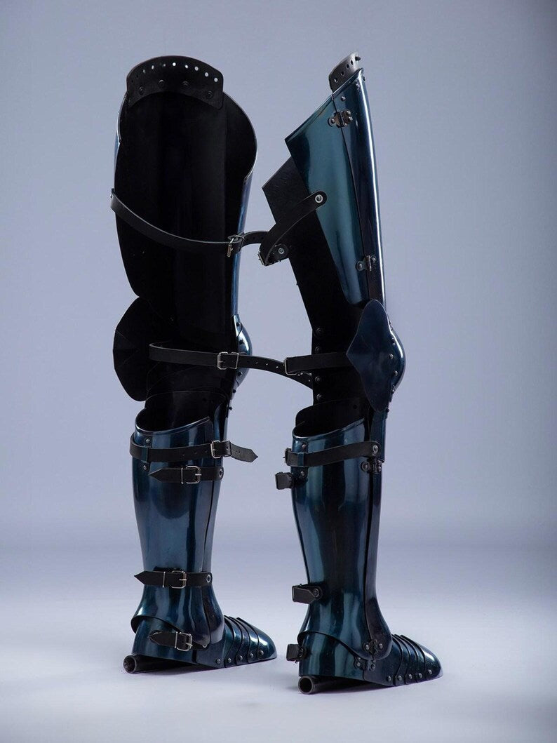 Fantasy leg guards as a Renaissance armor accessory for LARP and cosplay
