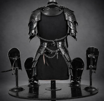 Female Knight Costume with steel pauldrons and gorget
